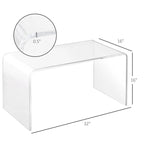 Table basse rectangulaire en acrylique transparent de 15 mm d'épaisseur effet cascade – Aucun assemblage requis