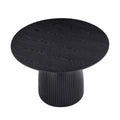 Table à manger ronde en MDF noir/noyer/chêne avec piètement en T – Style moderne du milieu du siècle – Pour 2 à 4 personnes