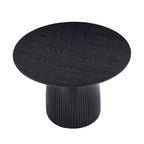 Table à manger ronde en MDF noir/noyer/chêne avec piètement en T – Style moderne du milieu du siècle – Pour 2 à 4 personnes