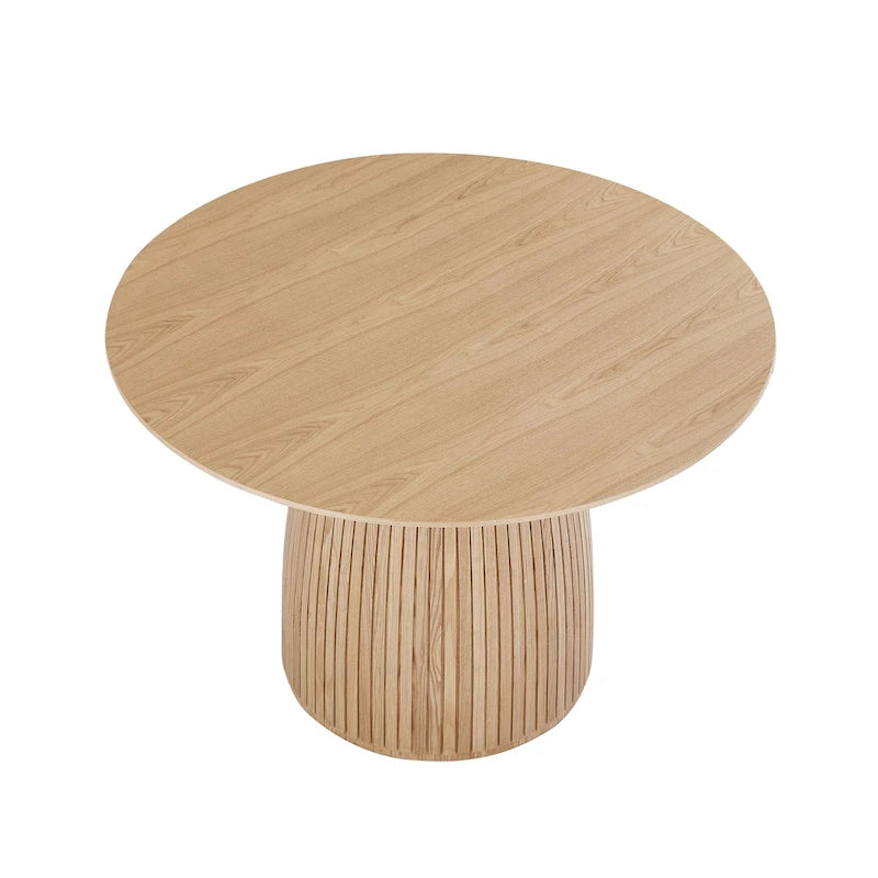 Table à manger ronde en MDF noir/noyer/chêne avec piètement en T – Style moderne du milieu du siècle – Pour 2 à 4 personnes