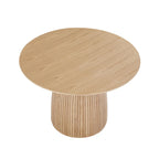 Table à manger ronde en MDF noir/noyer/chêne avec piètement en T – Style moderne du milieu du siècle – Pour 2 à 4 personnes