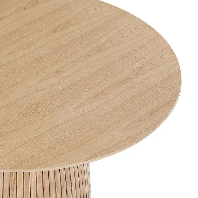 Table à manger ronde en MDF noir/noyer/chêne avec piètement en T – Style moderne du milieu du siècle – Pour 2 à 4 personnes