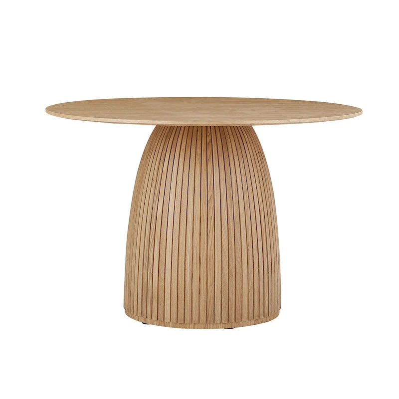 Table à manger ronde en MDF noir/noyer/chêne avec piètement en T – Style moderne du milieu du siècle – Pour 2 à 4 personnes