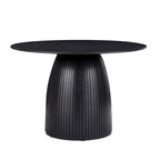 Table à manger ronde en MDF noir/noyer/chêne avec piètement en T – Style moderne du milieu du siècle – Pour 2 à 4 personnes