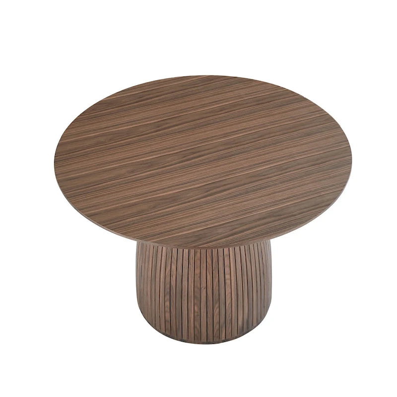 Table à manger ronde en MDF noir/noyer/chêne avec piètement en T – Style moderne du milieu du siècle – Pour 2 à 4 personnes