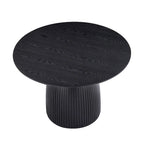 Table à manger ronde en MDF noir/noyer/chêne avec piètement en T – Style moderne du milieu du siècle – Pour 2 à 4 personnes