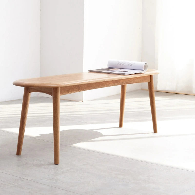Banc de salle à manger en bois massif de chêne naturel avec bords adoucis et design épuré – Hauteur repas