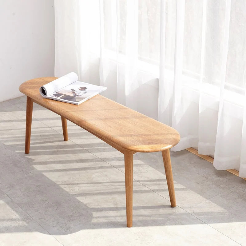 Banc de salle à manger en bois massif de chêne naturel avec bords adoucis et design épuré – Hauteur repas