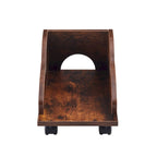 Bureau informatique en MDF en forme de L, finition bois de tigre, avec tiroir pour clavier, support pour unité centrale à roulettes, 2 tiroirs et étagères de rangement – 1 personne