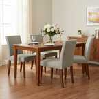 Table à manger rectangulaire marron noyer avec pieds coniques et plateau en placage de bouleau – 6 places