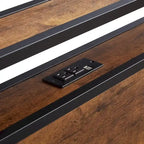 Lit plateforme en métal noir avec lumières LED, chargement USB, 2 tiroirs de rangement, tête et pied de lit – Double / Grand / Très grand – 1-2 personnes