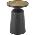 Table d'appoint ronde en métal faite main noire avec plateau en corde – Style bohème