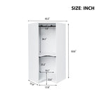 Armoire d'angle polygonale blanche/grise avec 2 étagères, tringle à vêtements et 2 tiroirs