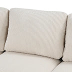Canapé d'angle modulable 4 places en velours côtelé beige/gris de 261 cm avec pieds en bois massif