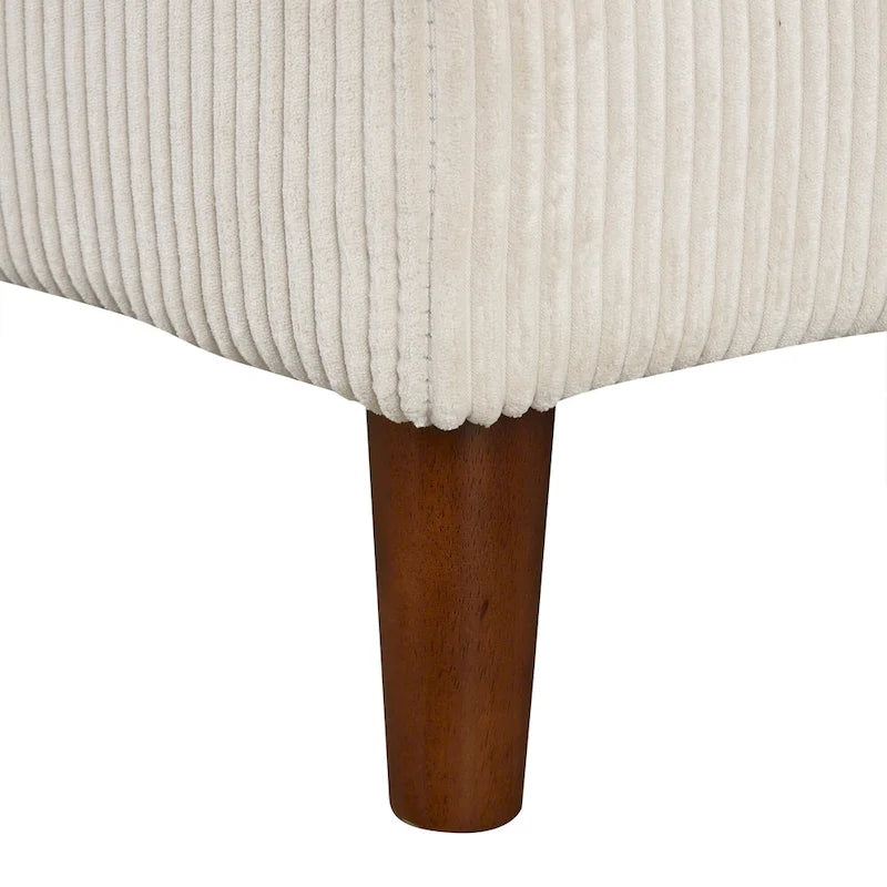 Canapé d'angle modulable 4 places en velours côtelé beige/gris de 261 cm avec pieds en bois massif