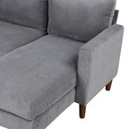 Canapé d'angle modulable 4 places en velours côtelé beige/gris de 261 cm avec pieds en bois massif