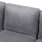 Canapé d'angle modulable 4 places en velours côtelé beige/gris de 261 cm avec pieds en bois massif