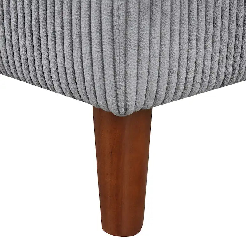 Canapé d'angle modulable 4 places en velours côtelé beige/gris de 261 cm avec pieds en bois massif